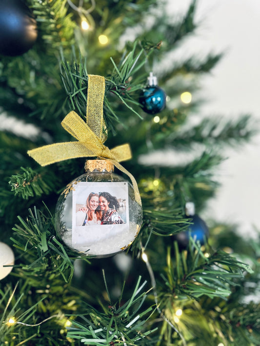 Bola de navidad personalizado con foto y nieve dentro
