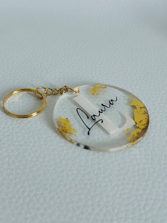 Llavero gold - inicial & nombre