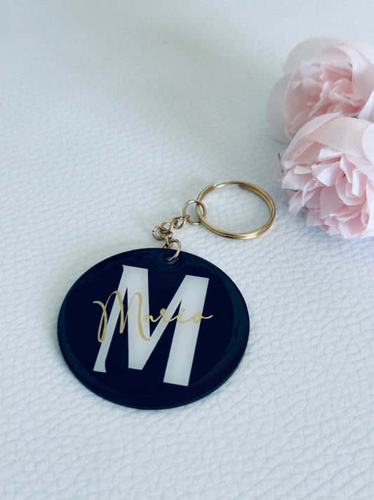 Llavero black - inicial & nombre