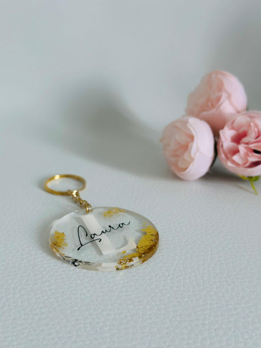 Llavero gold - inicial & nombre