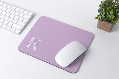 Alfombrilla raton personalizada inicial y nombre morado