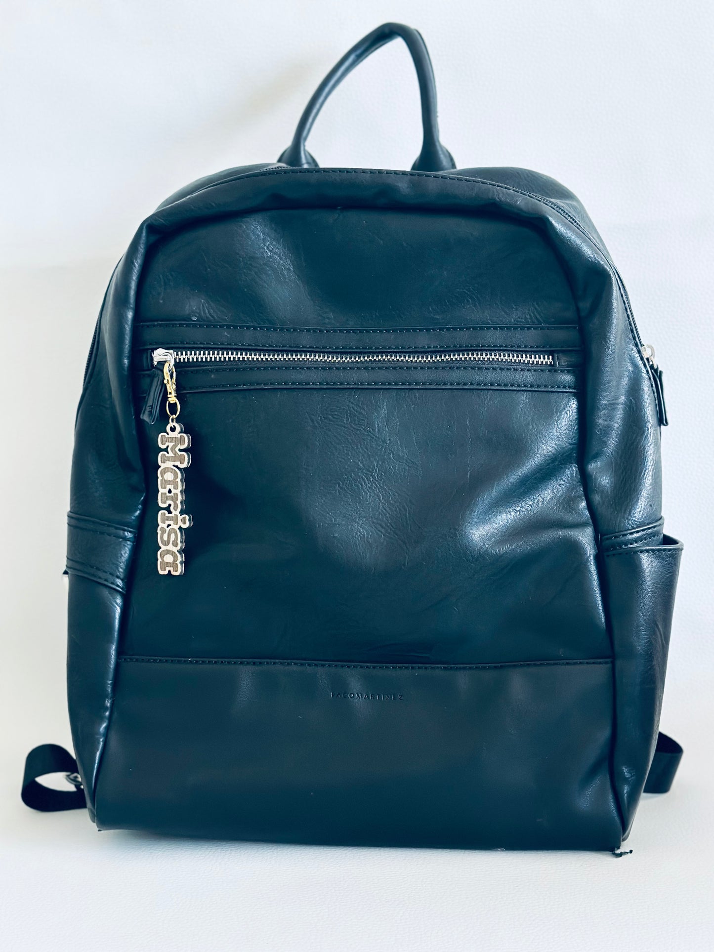Etiqueta de mochila personalizada madera