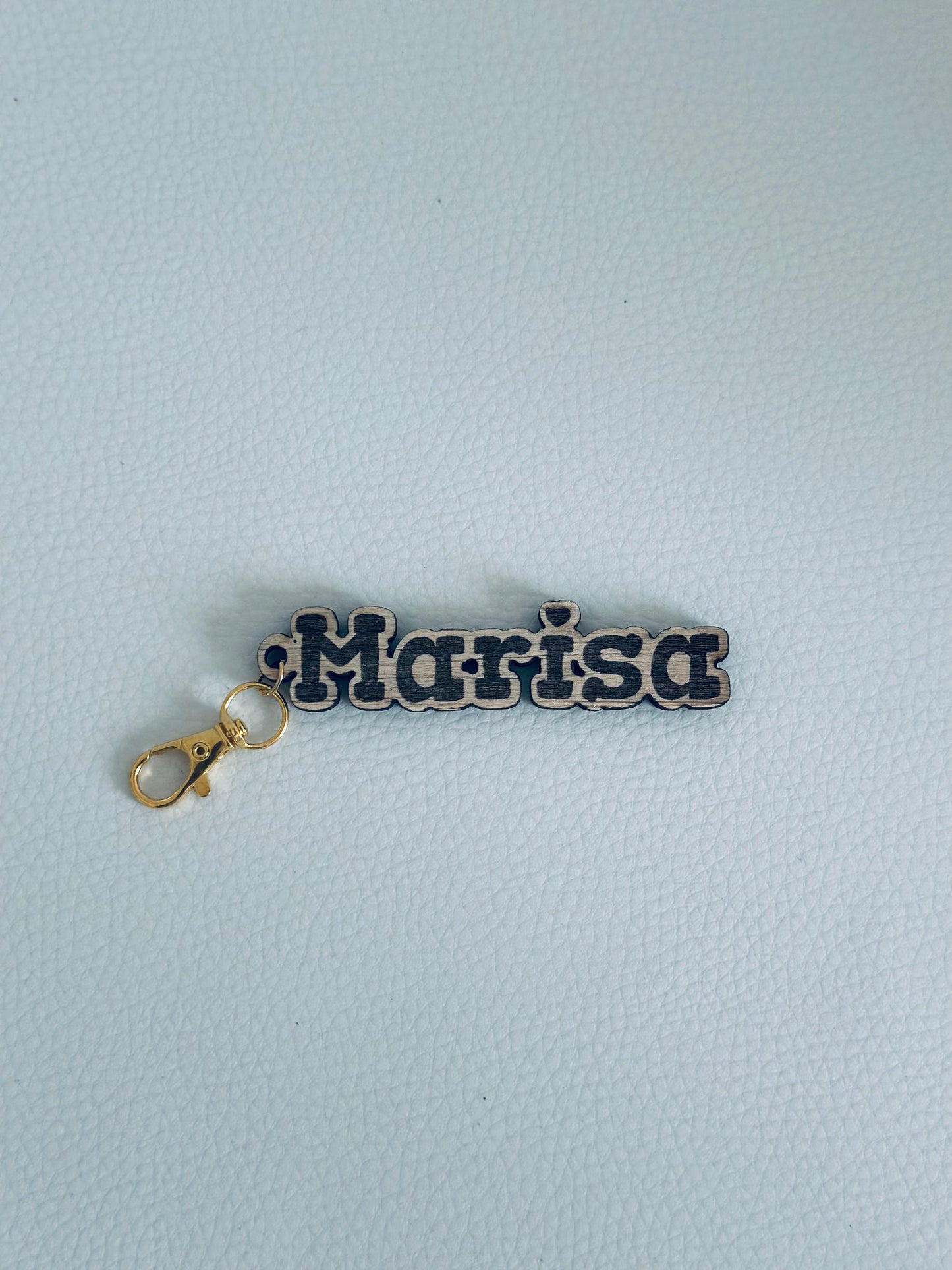 Etiqueta de mochila personalizada madera