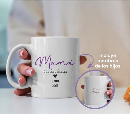Taza mama desde con los nombres de sus hijos